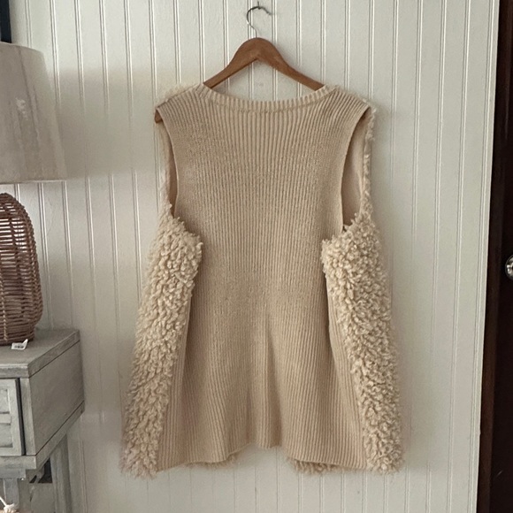 Terra & Sky Cream Faux Fur Sleeveless Open Front Vest sz 1X - Picture 8 of 9